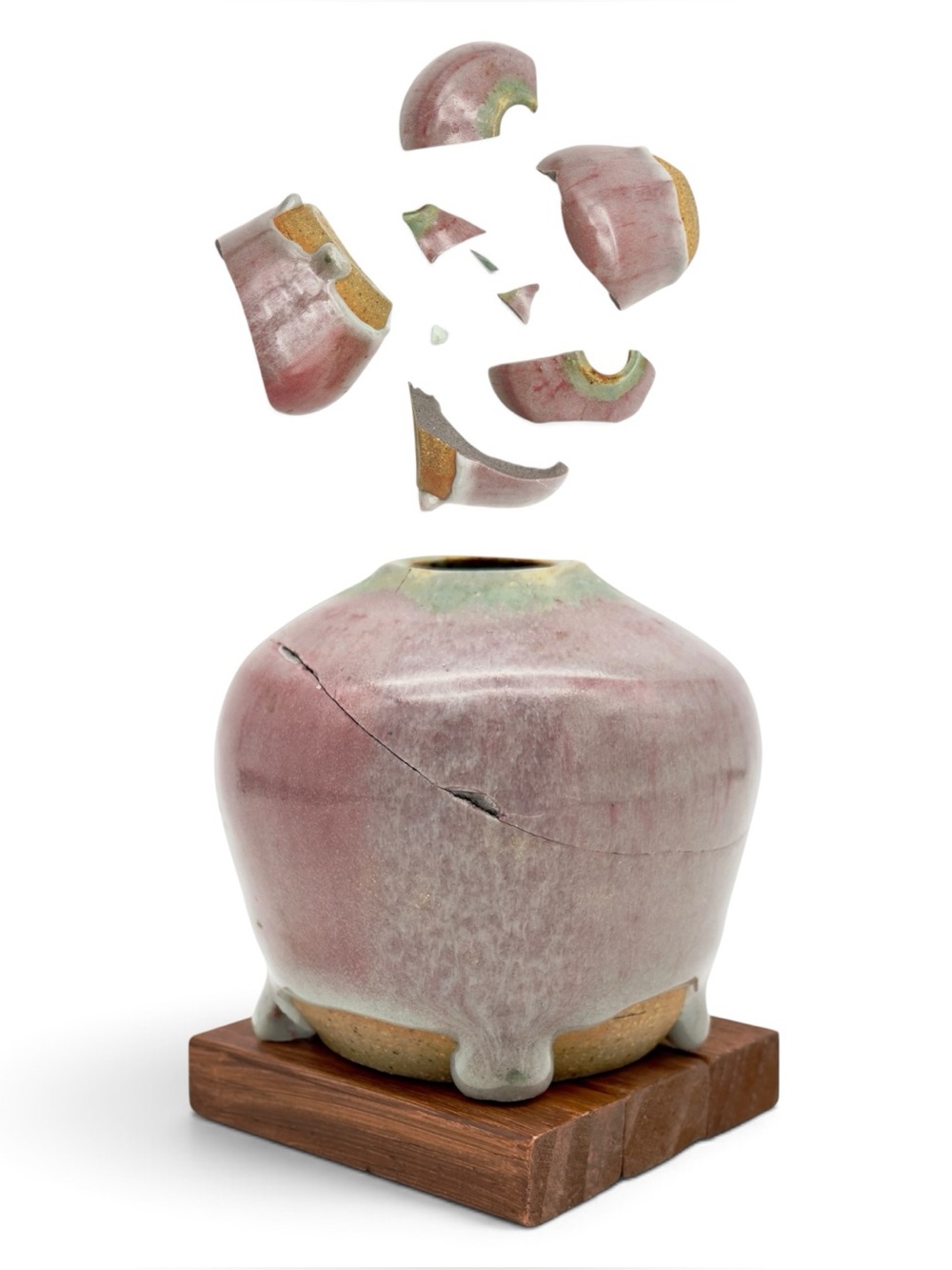 Kintsugi Vase Drip Glazed Pottery Gold Crack Art Personal Growth Anniversary Gif
